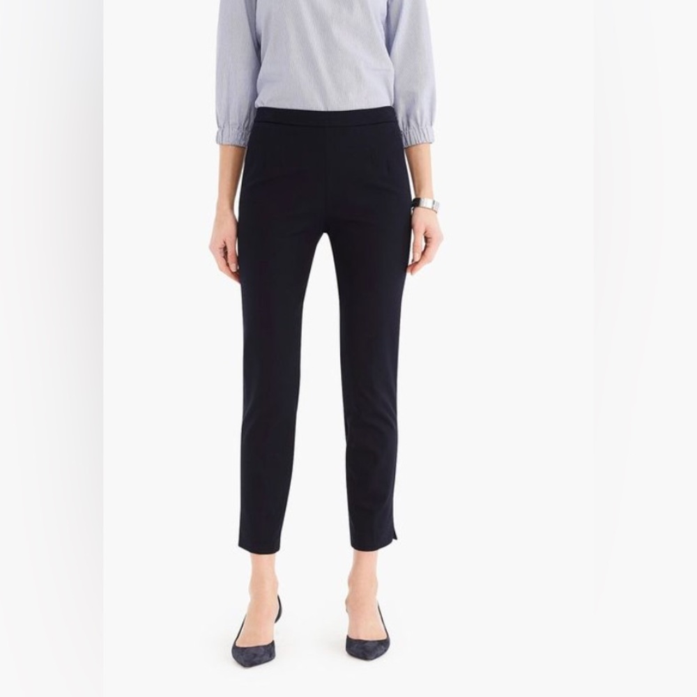 J.Crew Martie Bi-Stretch Cotton Blend Slim Crop Pants Navy Blue - Size 6 - Picture 4 of 14